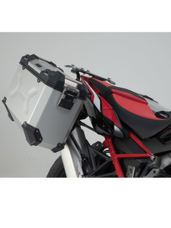 Zestaw: kufry boczne + kufer centralny + stelaże TRAX ADV SW-MOTECH do motocykla HONDA CRF1100 L Africa Twin (19-21) srebrne [pojemność 45 + 37 + 38L]