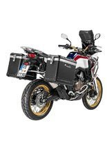 Zestaw: kufry boczne z anodowanego aluminium czarne Zega Pro+ stelaże srebrne Touratech Honda CRF1000L Africa Twin (18-22) /CRF1000L Adventure Sports (38+45L)