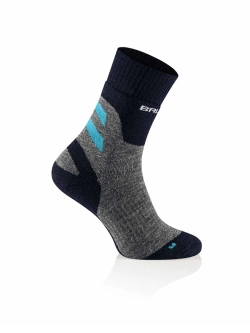 Skarpety termoaktywne damskie Brubeck Trekking Merino szaro-turkusowe