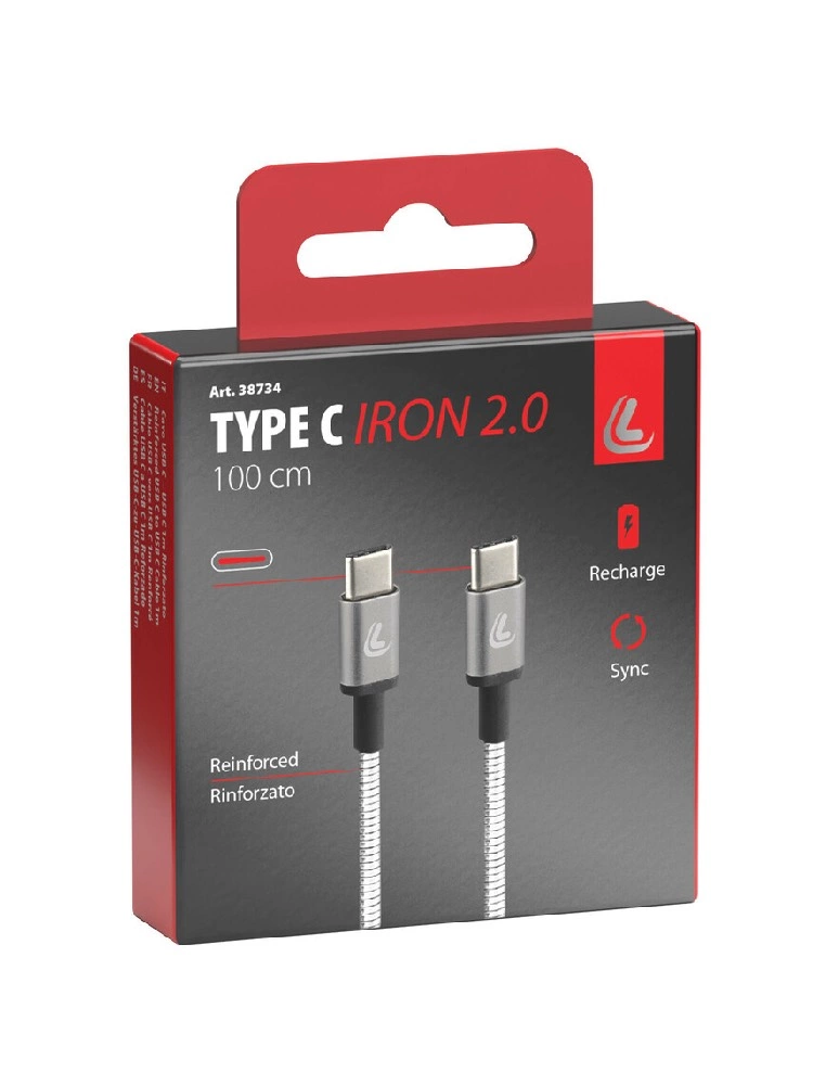 Kabel USB typu C z wyjściem USB typu C Lampa 100 cm metalowy