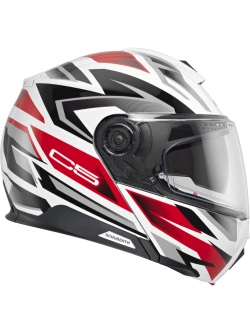 Zestaw: Kask szczękowy Schuberth C5 Zenith biało-czarno-czerwony połysk + dedykowany interkom motocyklowy