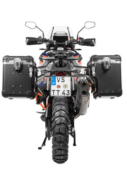 Zestaw: kufry boczne czarne "And-Black" Zega Evo + stelaże srebrne Touratech KTM Super Adventure 1290 S/R (21-24) [poj.: 38+45l]