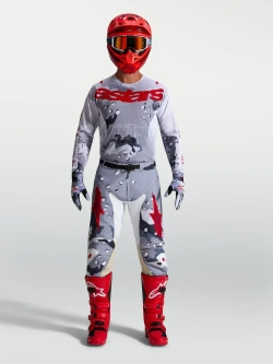 Spodnie cross Alpinestars MX Racer Air Lone biało-szaro-czerwone