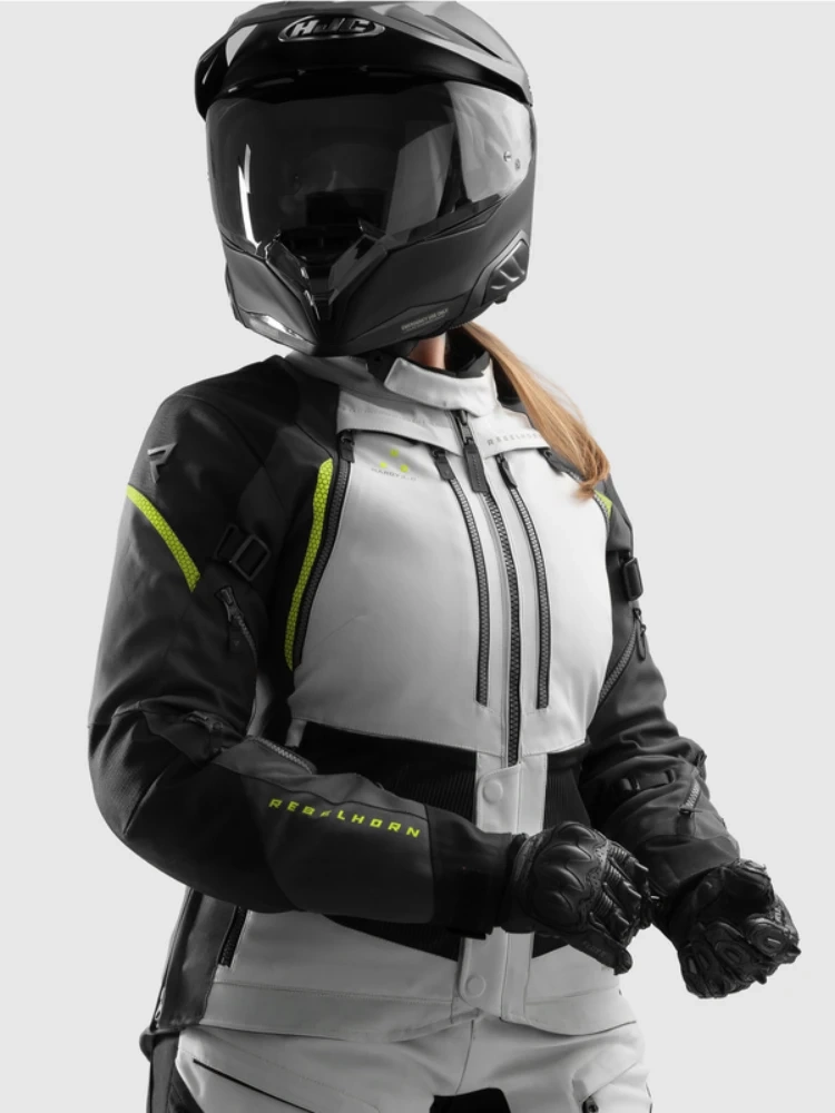 Kurtka motocyklowa damska tekstylna Rebelhorn Hardy 3.0 czarno-szaro-żółta