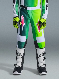 Spodnie cross dziecięce Alpinestars MX Fluid Portl zielono-biało-czarne