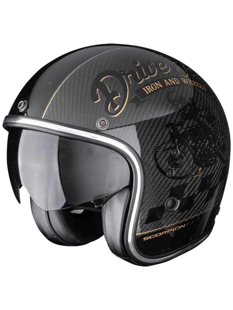 Kask otwarty Scorpion Belfast Evo Carbon Zippy czarno-złoty