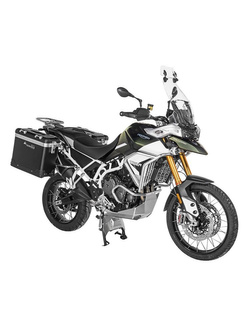 Zestaw: kufry boczne z anodowanego aluminium czarne Zega Pro + stelaże srebrne Touratech Triumph Tiger 900 Rally / Pro / GT / GT Pro (20-) (31+38L)