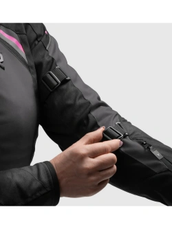 Kurtka motocyklowa damska tekstylna Rebelhorn Swift czarno-szaro-różowa
