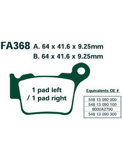 Klocki hamulcowe EBC MXS368 A. 64 x 41.6 x 9.25mm B. 64 x 41.6 x 9.25mm NA TYŁ