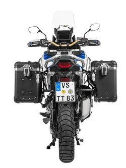 Zestaw: kufry boczne z anodowanego aluminium czarne Zega Evo X + stelaże czarne Touratech Honda CRF1100L Africa Twin (22-)/ Adventure Sports (2 x 38L)