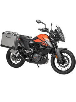 Zestaw: kufry boczne aluminiowe srebrne Zega Pro + stelaże srebrne Touratech KTM 390 Adventure [poj.: 31+38l]