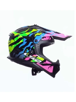 Kask enduro LS2 MX708 Fast II Grotesk niebiesko-różowo-zielony