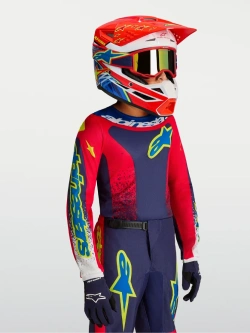 Bluza cross dziecięca Alpinestars MX Fluid Drag niebiesko-czerwono-biała