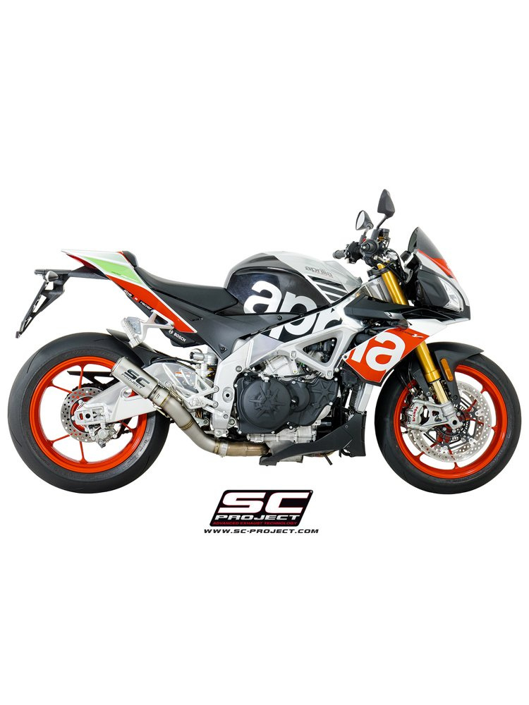 Tłumik CR-T High Position Titanium z siatką na rurze wylotowej SC-Project do APRILIA TUONO V4 1100 (2017 - 2018)