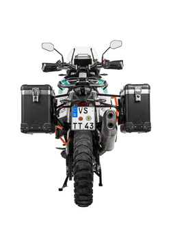 Zestaw: kufry boczne srebrne "And-Black" Zega Pro + stelaże czarne Touratech KTM Super Adventure 1290 S/R (21-24) [poj.: 31+38l]