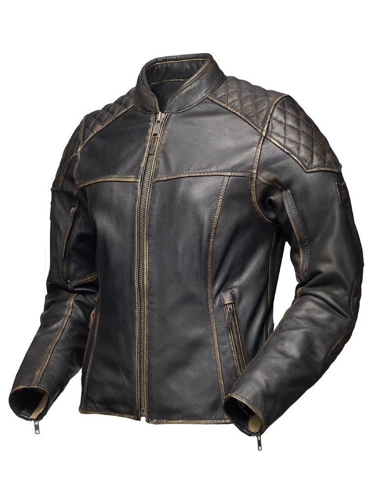 Kurtka motocyklowa damska skórzana Modeka Phinix brązowa