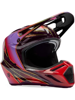 Kask enduro Fox V3 Rs Canvas czarno-czerwono-fioletowy