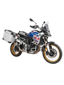 Zestaw: kufry boczne srebrne "And-S" Zega Evo + stelaże srebrne Touratech BMW F 900 GS (24-) [poj.: 38+45l]
