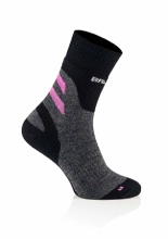 Skarpety termoaktywne damskie Brubeck Trekking Merino szaro-różowe