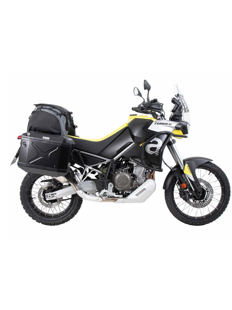 Zestaw: kufry boczne + stelaże Hepco&Becker Xplorer Cutout do Aprilia Tuareg 660 (22-24) czarne