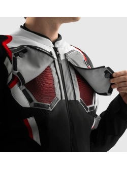 Kurtka motocyklowa tekstylna Rebelhorn Borg II czarno-szaro-czerwona