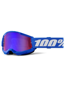 Gogle motocyklowe 100% Strata 2 z szybką lustrzaną niebiesko-białe