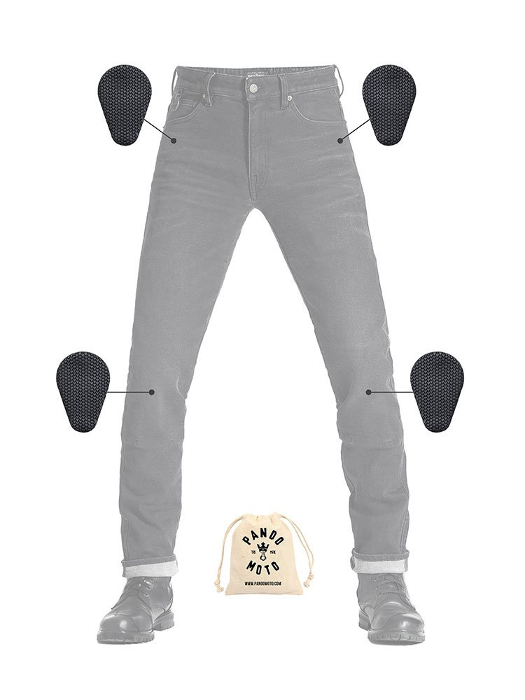 Jeansy motocyklowe Pando Moto Robby Arm 01 czarne