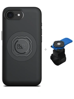 Zestaw: etui MAG na telefon iPhone 17e (magnetyczne) + uchwyt Quad Lock montowany za pomocą paska z szybkozłączką