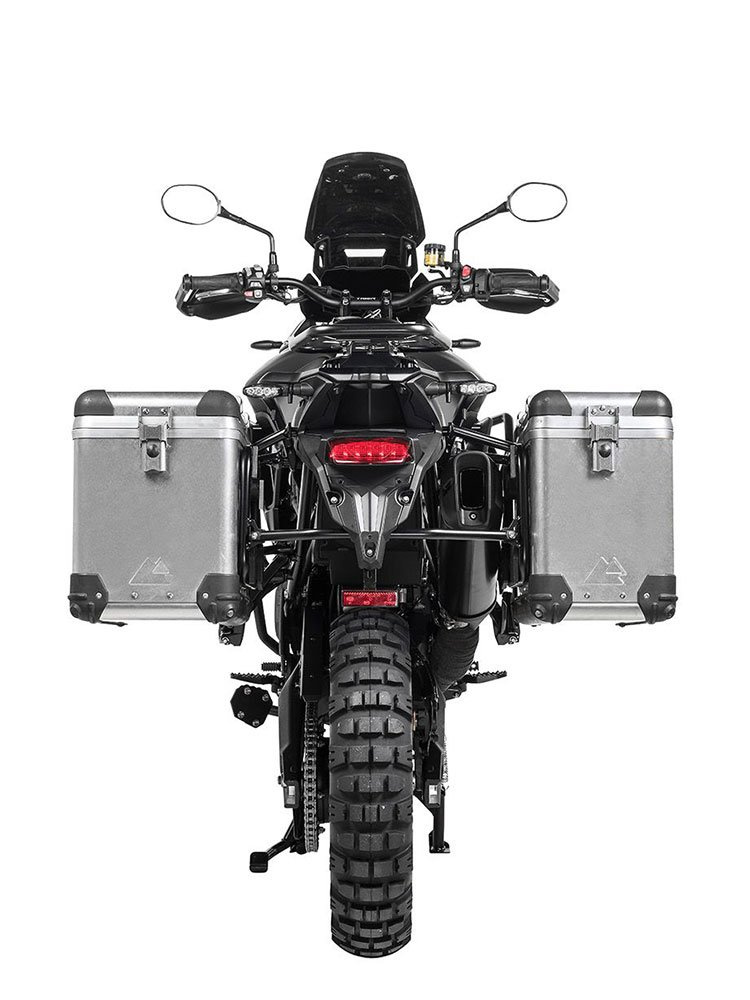 Zestaw: kufry boczne aluminiowe srebrne Zega Pro + stelaże czarne Touratech Triumph Tiger 900 Rally / Pro / GT / GT Pro (20-) (38+45L)