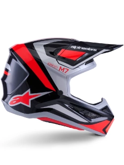 Kask enduro Alpinestars SM7 Rise czarno-srebrno-czerwony połysk