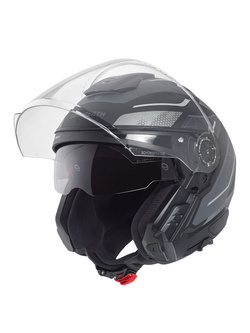 Zestaw: Kask otwarty Schuberth J2 Sigma czarno-szary + dedykowany interkom motocyklowy