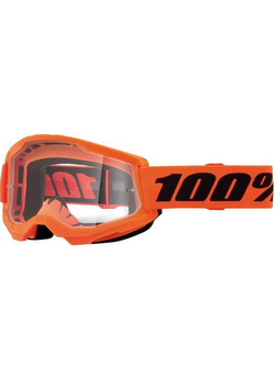 Gogle motocyklowe 100% Strata 2 Neon z przezroczystą szybką pomarańczowe