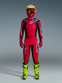 Spodnie cross Alpinestars MX Fluid Grid czarno-czerwone-fluo