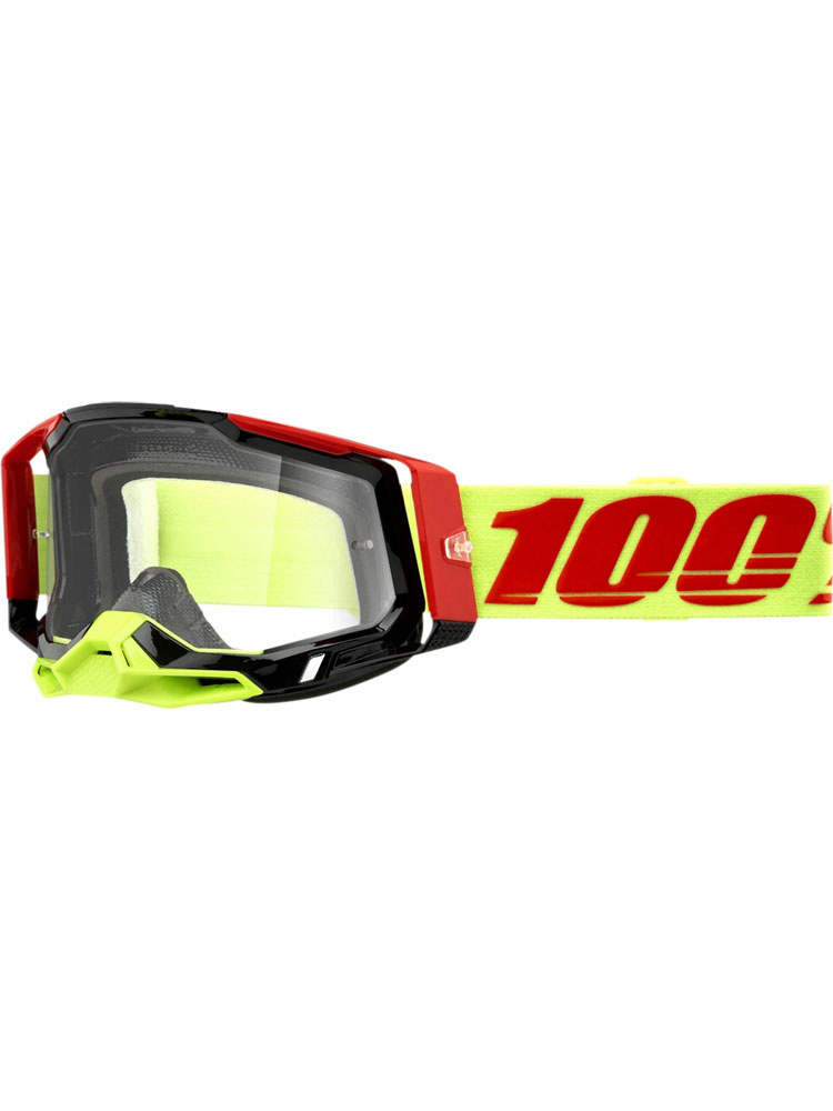 Gogle motocyklowe 100% Racecraft 2 Wiz z przezroczystą szybką, żółto-czerwono-czarne