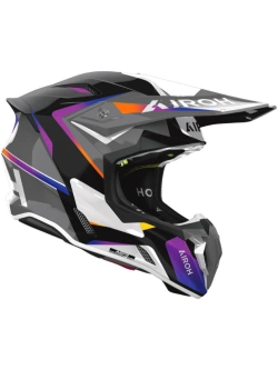 Kask enduro Airoh Twist 3 Hustle czarno-biało-fioletowy połysk