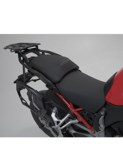 Zestaw: kufry boczne + kufer centralny TRAX ADV + stelaże SW-MOTECH do motocykla Ducati Multistrada V4 / S (20-)/ Pikes Peak (21-)/ Rally (23-) srebrne