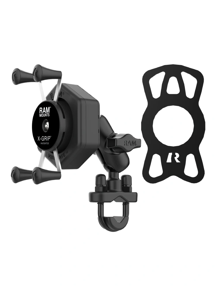 Uchwyt na telefon RAM X-Grip z adapterem tłumiącym wibracje i podstawą w kształcie litery U - krótki