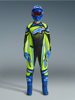 Spodnie cross Alpinestars MX Techstar Nomur czarno-niebieskie-fluo