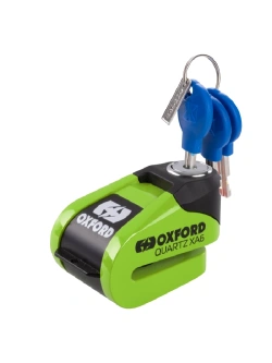 Blokada tarczy hamulcowej Disc Lock Oxford Quartz XA6 z alarmem, czarno-zielona [trzpień: 6 mm]