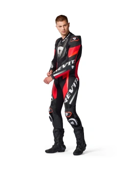 Kombinezon motocyklowy jednoczęściowy REV’IT! Hyperspeed 3 czarno-fluo czerwony