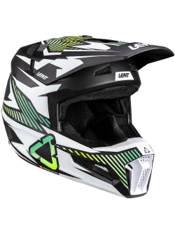 Kask dziecięcy enduro Leatt Moto 3.5 V25 Storm z goglami czarno-białymi-fluo