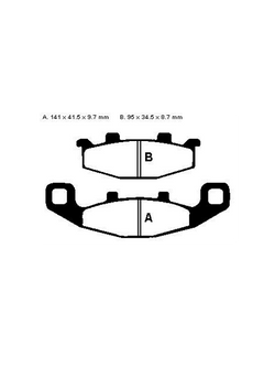 Klocki hamulcowe EBC FA129V A. 141 x 41.5 x 9.7mm B. 95 X 34.5 x 9.7mm NA PRZÓD