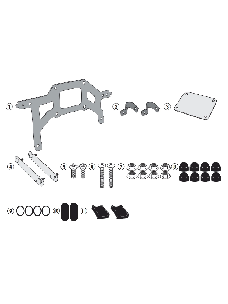 Zestaw mocujący skrzynkę narzędziową KAPPA KS250 do stelaża bocznego KTM 390 Adventure (20-24)/ Royal Enfield Himalayan (21-23)/ Scram 411 (22-24)