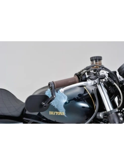 Lusterko motocyklowe krótkie Daytona D-Mirror-16 Flat do montażu na końcu manetki czarne [adapter]