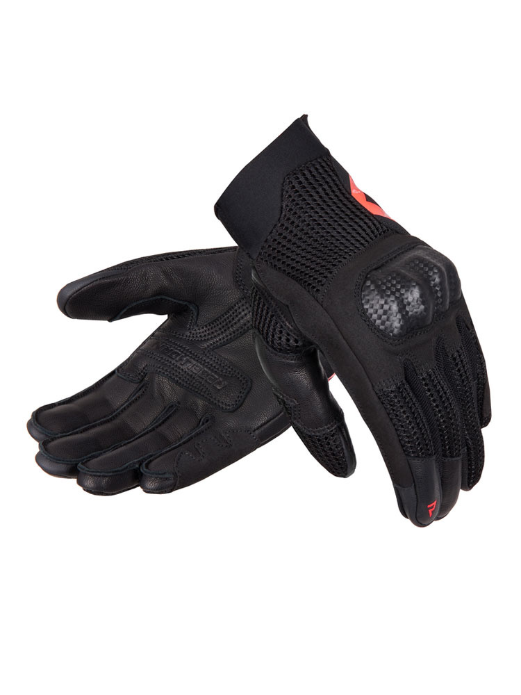 Rękawice motocyklowe damskie Rebelhorn Gap III czarno-fluo czerwone