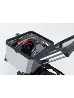 Zestaw: kufer centralny srebrny TRAX ADV + stelaż Adventure-rack SW-Motech Royal Enfield Himalayan 450 Rally (25-) [poj.: 38l]