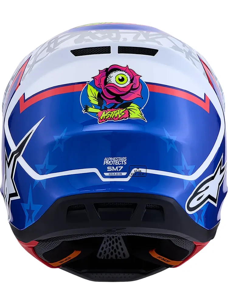 Kask enduro Alpinestars SM7 Blaster biało-niebiesko-czerwony połysk
