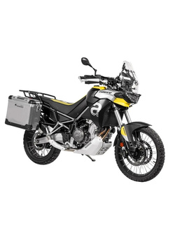 Zestaw: kufry boczne aluminiowe srebrne Zega Pro + stelaże czarne Touratech Aprilia Tuareg 660 (21-) [poj.: 31+38l]