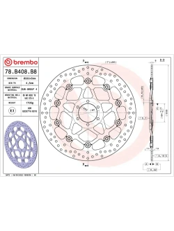Tarcza Hamulcowa Brembo Serie Oro Floating Prime Line Aprilia RSV4 1100 Factory (19-)/ Tuono V4 Factory (11-) [śr. 330 mm]
