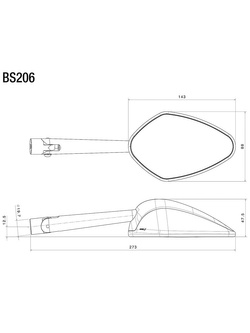 Lusterko motocyklowe Rizoma Veloce Naked + zestaw montażowy do BMW S 1000 XR (15-)/ F 900 XR (20-)